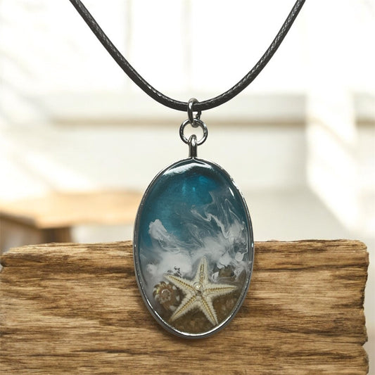 Ocean Waves Beach Vibes Pendant Necklace