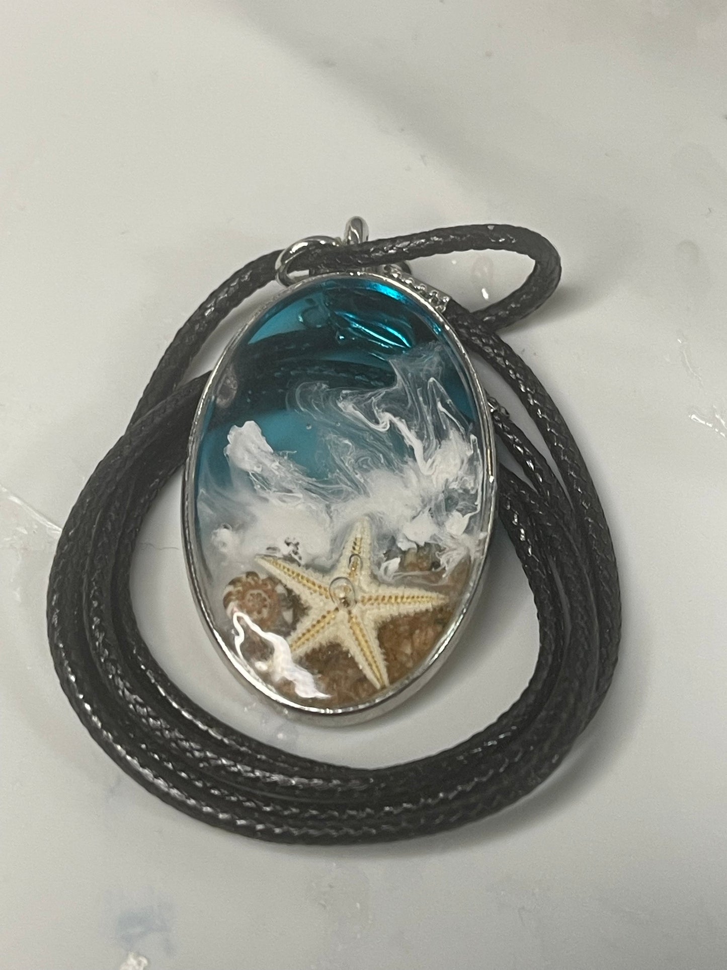 Ocean Waves Beach Vibes Pendant Necklace
