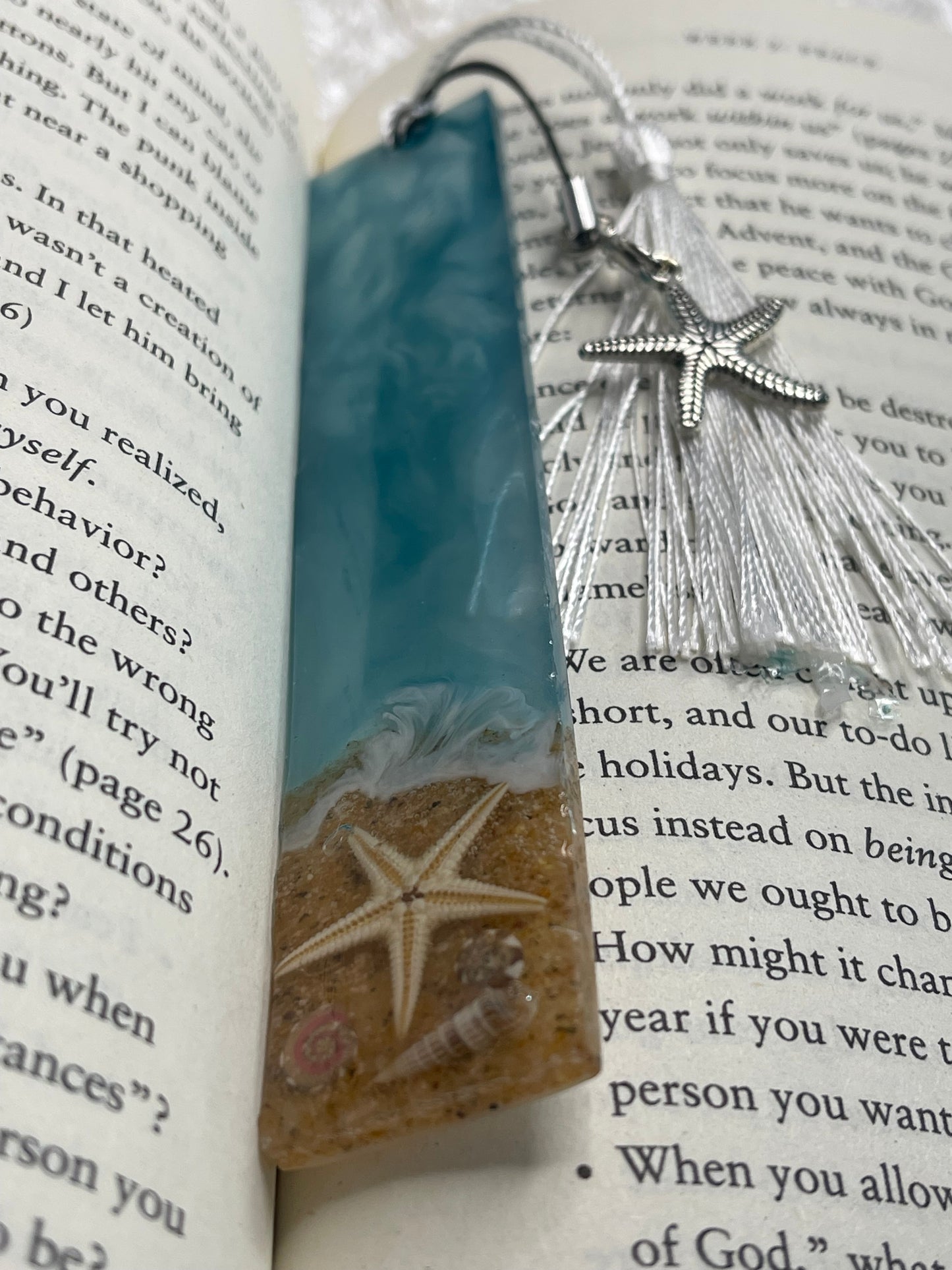 Ocean Waves Beach Vibes Bookmark with Starfish Thank You Card