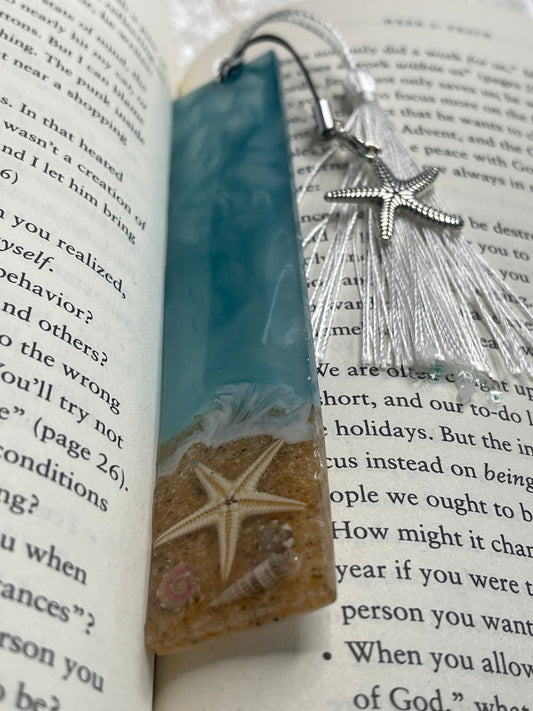 Ocean Waves Beach Vibes Bookmark with Starfish Thank You Card