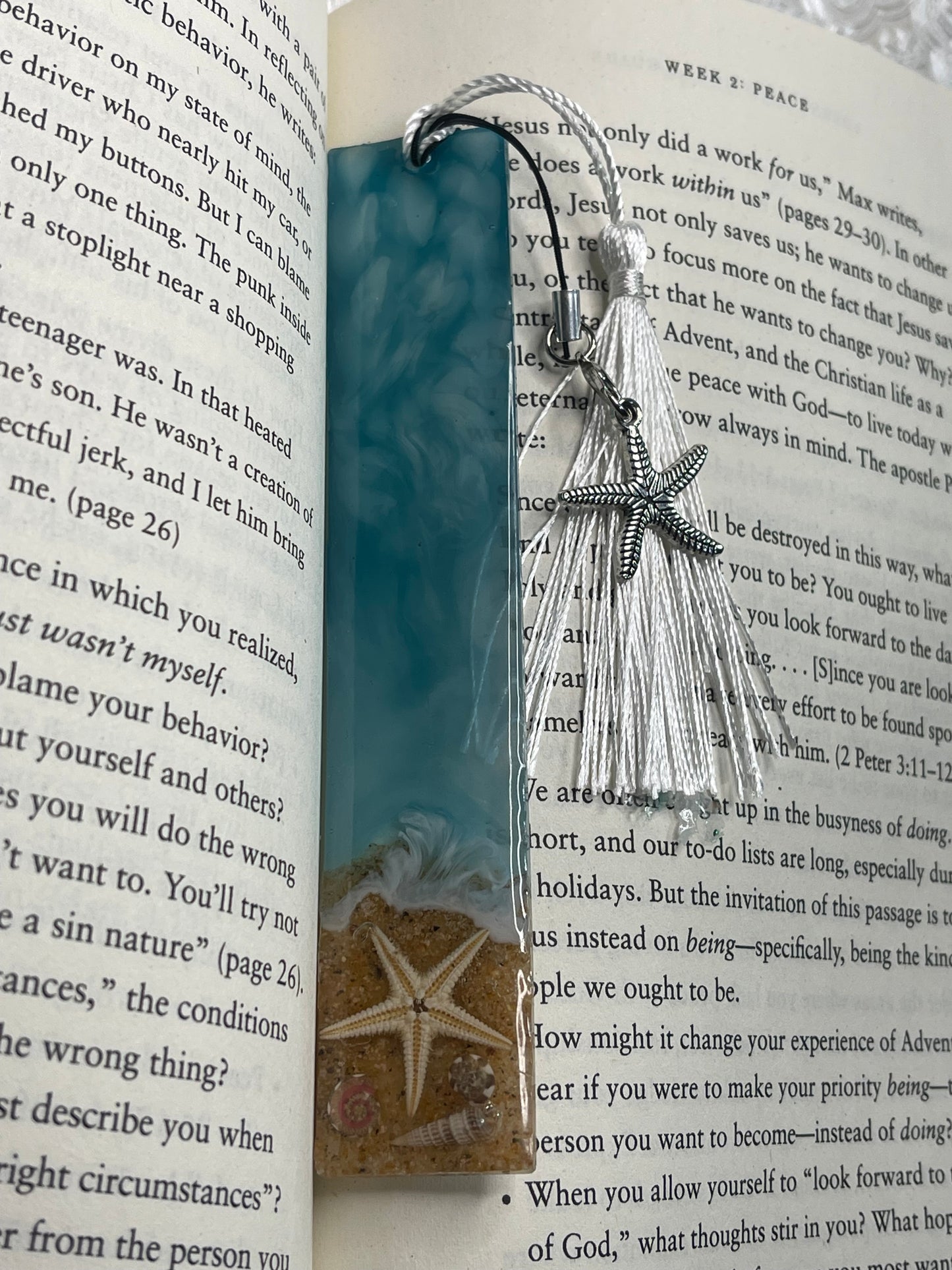 Ocean Waves Beach Vibes Bookmark with Starfish Thank You Card