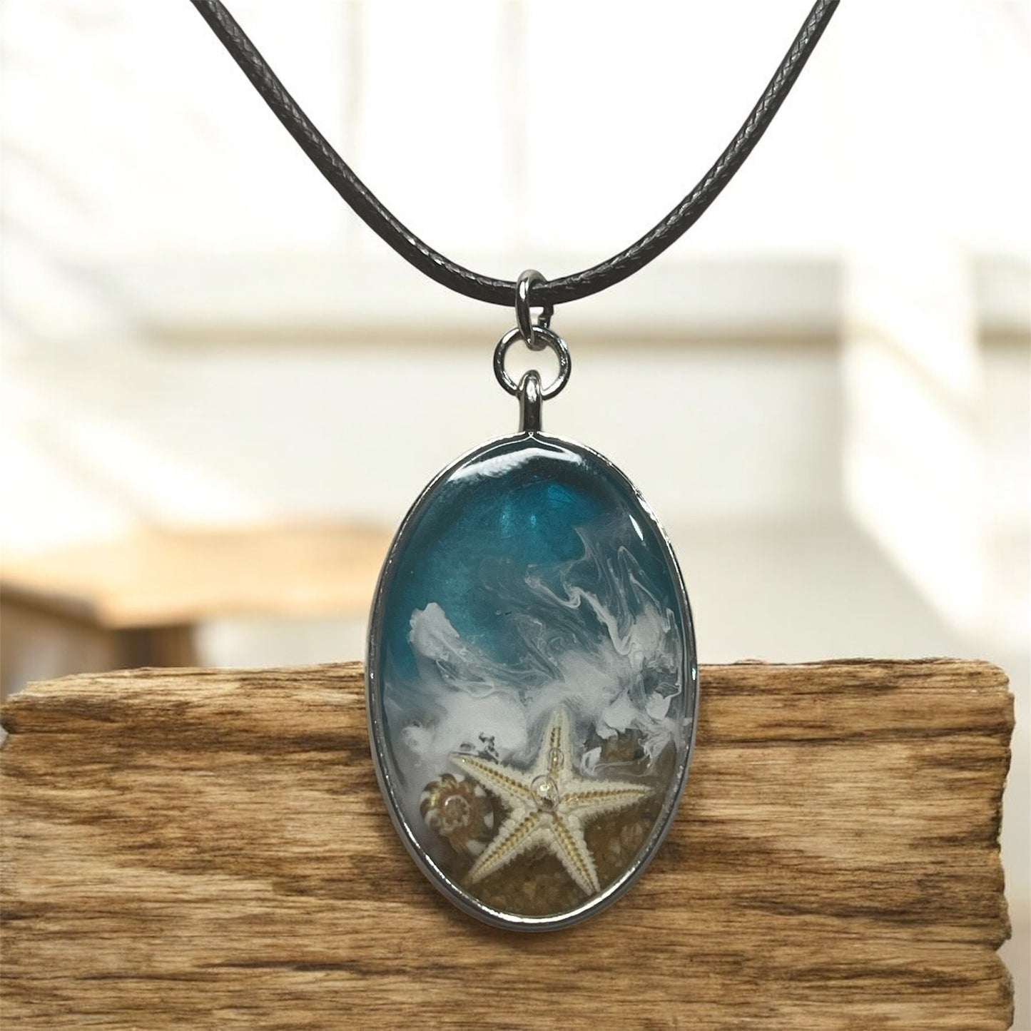 Ocean Waves Beach Vibes Pendant Necklace