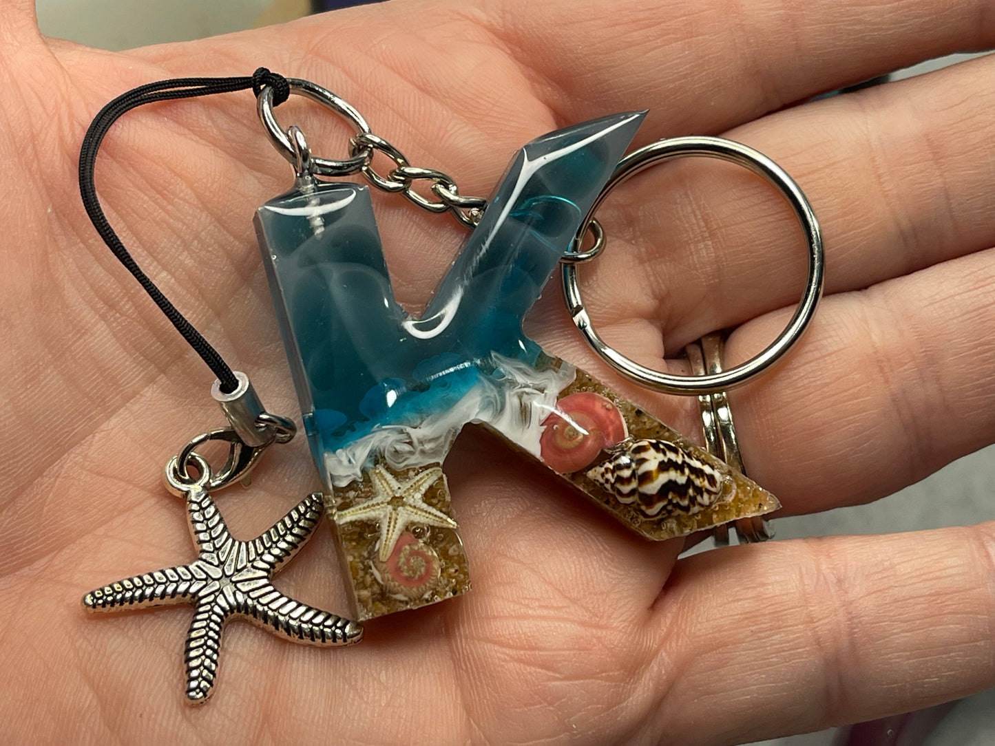 Ocean Beach Vibes Alphebet Letter Keychain w/Thank you card