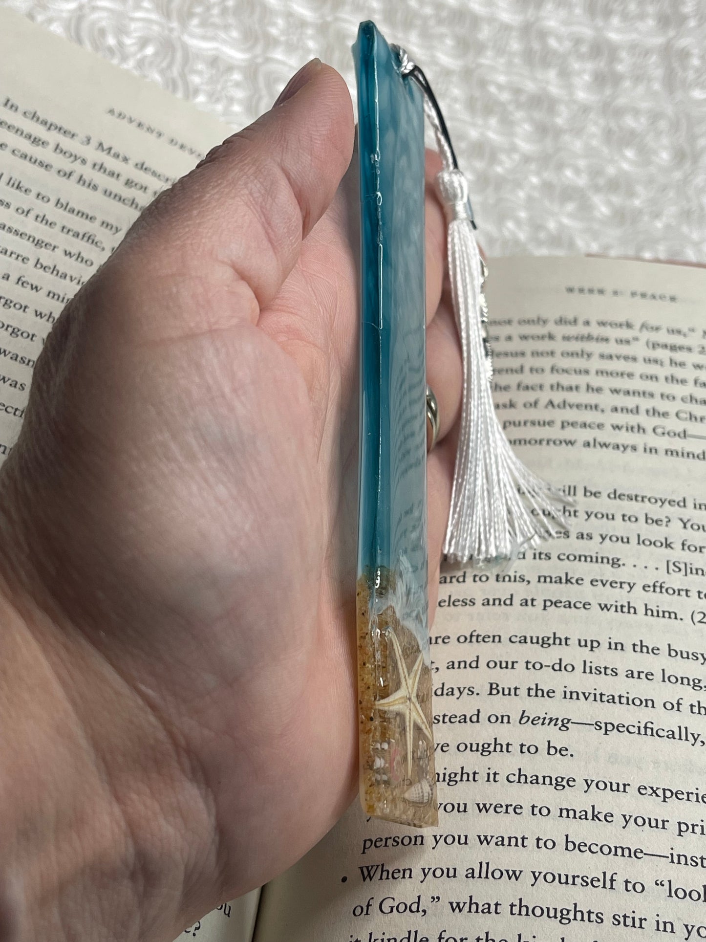 Ocean Waves Beach Vibes Bookmark with Starfish Thank You Card