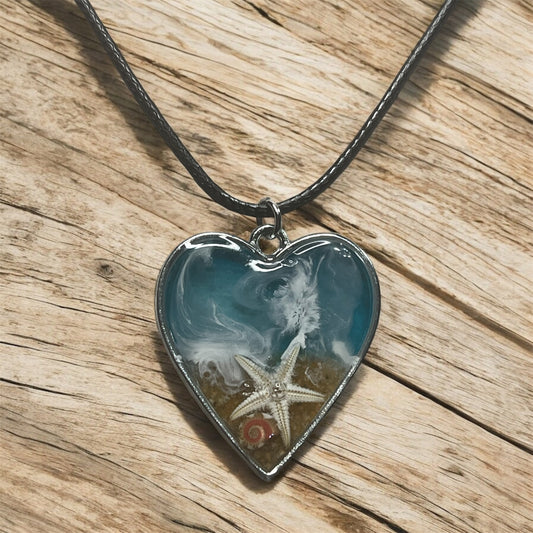 Ocean Waves Beach Vibes Pendant Necklace