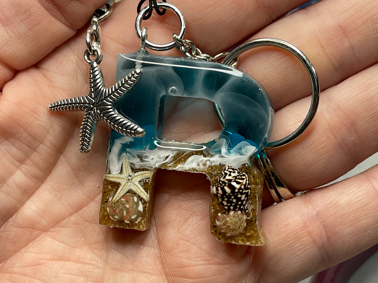 Ocean Beach Vibes Alphebet Letter Keychain w/Thank you card