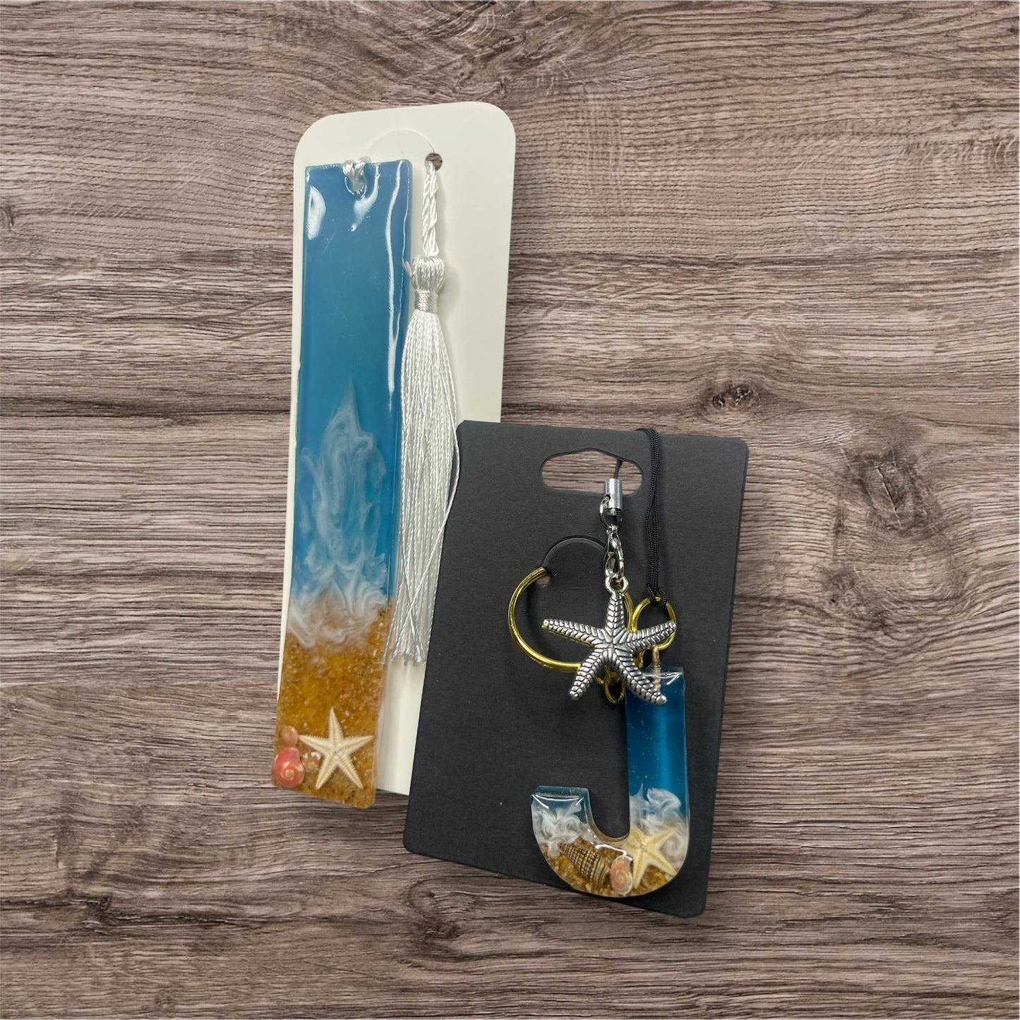 Ocean Waves Beach Vibes Bookmark with Starfish Thank You Card