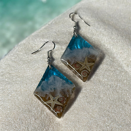 Ocean Beach Vibes Diamond Dangle Earrings